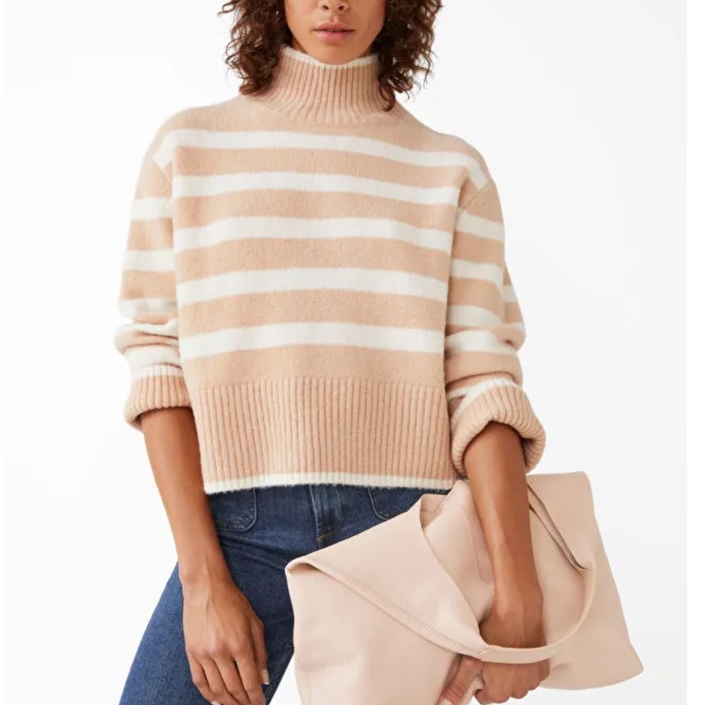 & Other Stories Striped Mock Neck Wool Yak Blend Sweater